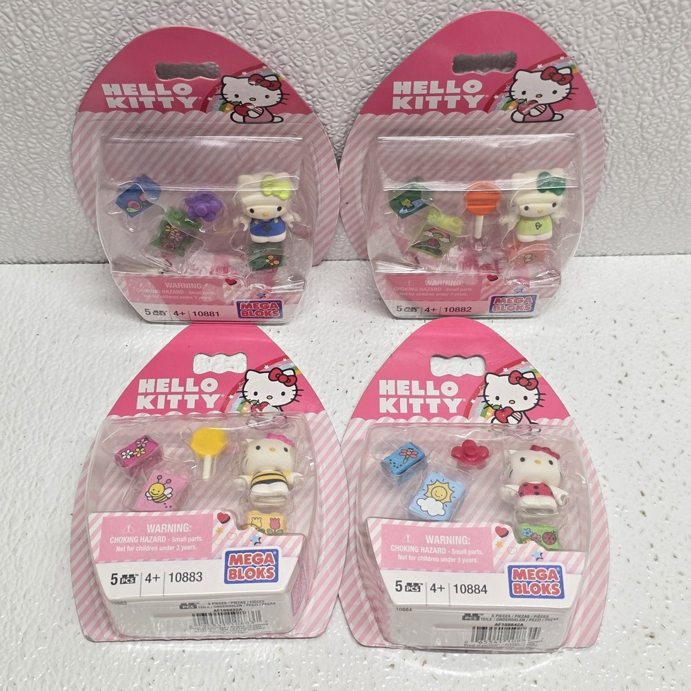 Hello Kitty Mega Bloks Sets 5 Pieces Each - NEW Lot Of 4